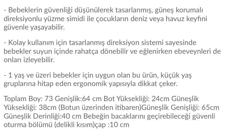 SWIM BOAT DİREKSYONLU BEBEK SİMİDİ 2